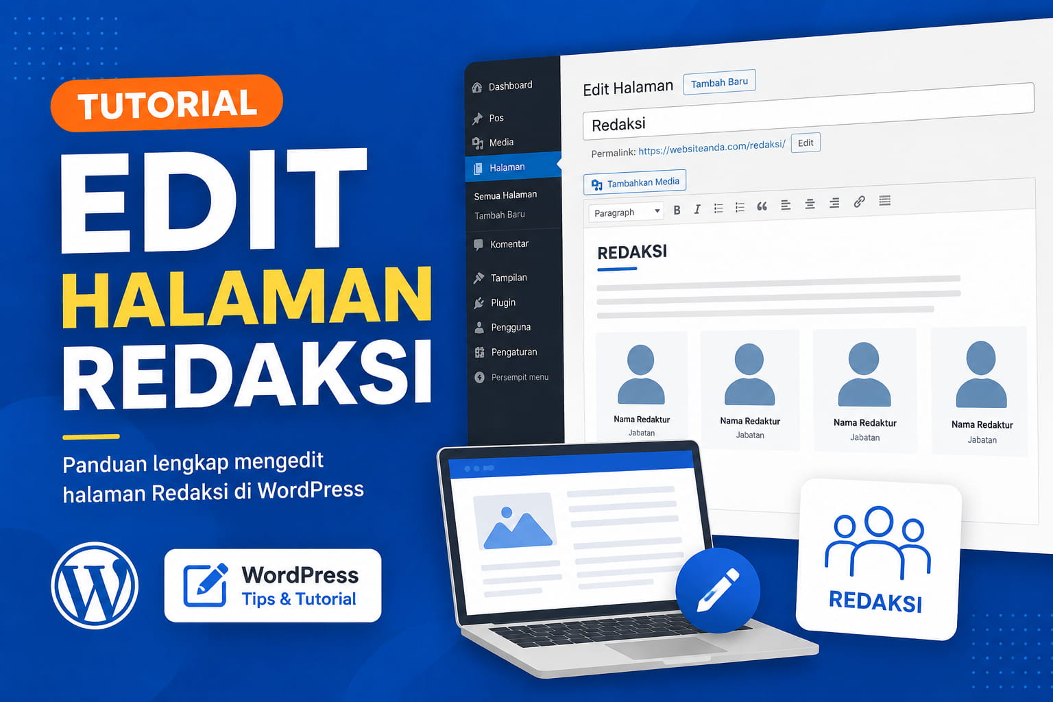 Tutorial Edit Halaman Redaksi di WordPress